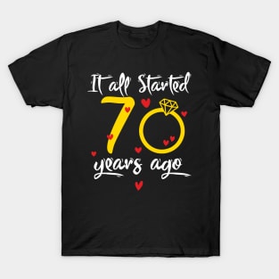 Wedding Anniversary 70 Years Together Golden Family Marriage Gift For Husband And Wife T-Shirt